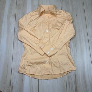 Banana Republic Women's Cotton Top Long Sleeve Orange Size Small Stretch Blouse